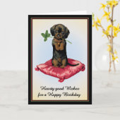 Happy Birthday Card mit Niedlicher Dackel Karte (Gelbe Blume)
