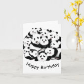 Happy Birthday Card mit Pandas - Funny Karte (Gelbe Blume)