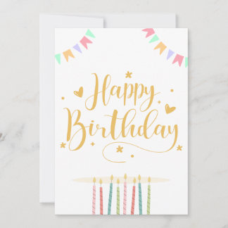 Happy Birthday Card mit Pastelkerzen und Buntin Einladung