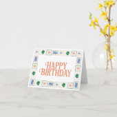 Happy Birthday Card mit Seashell Border Coastal Karte (Gelbe Blume)