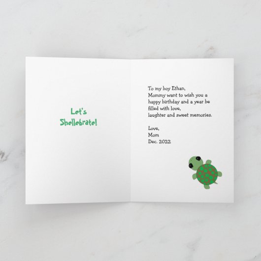 Happy Birthday Card mit Updown Turtle Karte (Innenseite)