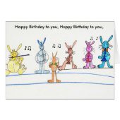 Happy Birthday Card Musical Rabbits (Vorderseite (Horizontal))