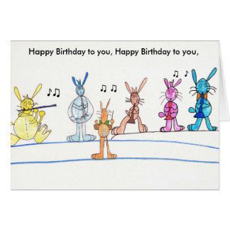 Happy Birthday Card Musical Rabbits