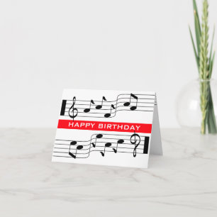 Happy Birthday Card Musiknote Score Weiß Karte