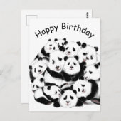 Happy Birthday Card Pandas Family Happy Hug Postkarte (Vorne/Hinten)