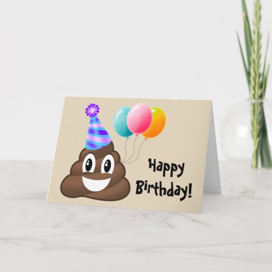 Happy Birthday Card: Party Kacke Emoji Karte (Vorderseite)