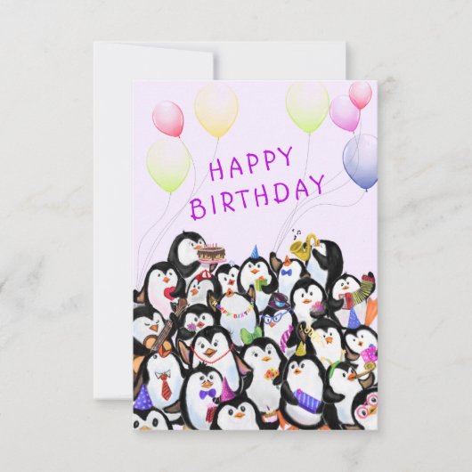 Happy Birthday Card Penguin Birthdays Party Funny Karte (Vorderseite)