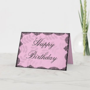 Happy Birthday Card - Pink Vintag Lace Karte