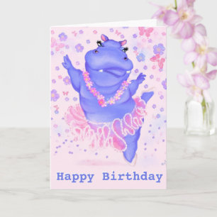 Happy Birthday Card Prima Ballerina Hippo Cartoon Karte