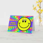 Happy Birthday Card Psychedelic Lächeln Gesicht Karte (Gelbe Blume)