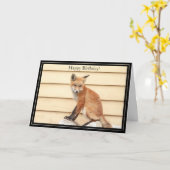 Happy Birthday Card Red Fox Kit Karte (Gelbe Blume)