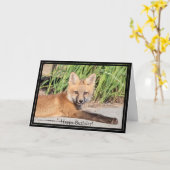 Happy Birthday Card Red Fox Kit Karte (Gelbe Blume)
