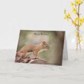Happy Birthday Card Red Squirrel Karte (Gelbe Blume)