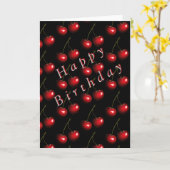 Happy Birthday Card Red Sweet Cherry Karte (Gelbe Blume)