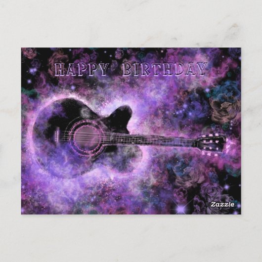 Happy Birthday Card Rock and Roll Guitar Music Postkarte (Rückseite)