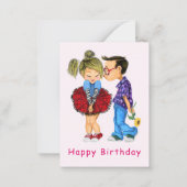Happy Birthday Card Romantic Couple Liebe Malerei Mitteilungskarte (Rückseite)