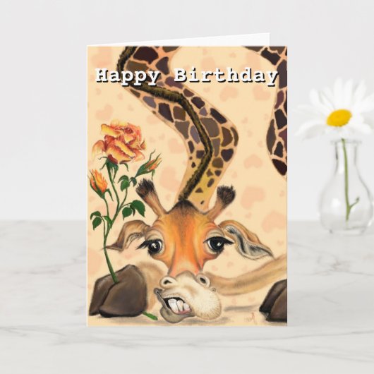 Happy Birthday Card Romantic Giraffe Funny Karte (Kleine Pflanze)