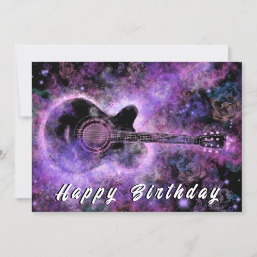 Happy Birthday Card Romantic Gitarre (Vorderseite)