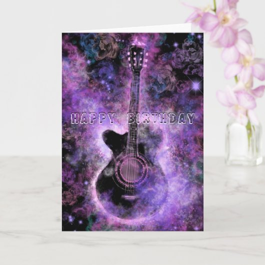 Happy Birthday Card Romantic Gitarre Karte (Orchidee)