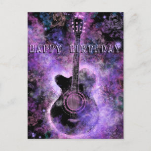 Happy Birthday Card Romantic Gitarre Postkarte
