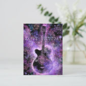 Happy Birthday Card Romantic Gitarre Postkarte (Stehend Vorderseite)