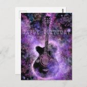 Happy Birthday Card Romantic Gitarre Postkarte (Vorne/Hinten)