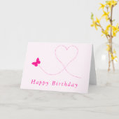 Happy Birthday Card Rosa Butterfly - Herz Karte (Gelbe Blume)