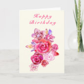 Happy Birthday Card Rose Bouquet - Ihr Text Karte (Vorderseite)