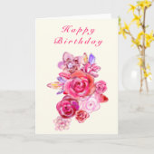 Happy Birthday Card Rose Bouquet - Ihr Text Karte (Gelbe Blume)