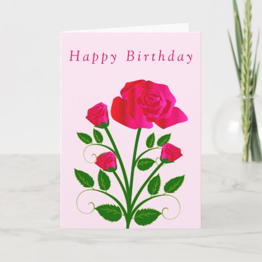 Happy Birthday Card Rote Rose Karte (Vorderseite)