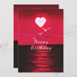 Happy Birthday Card Rotes Meer Sonnenuntergang Lie