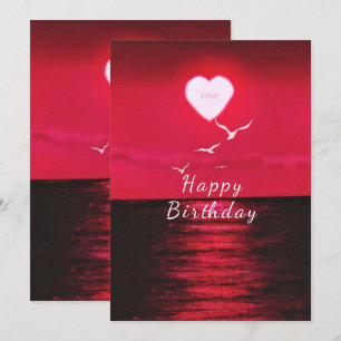 Happy Birthday Card Rotes Meer Sonnenuntergang Lie