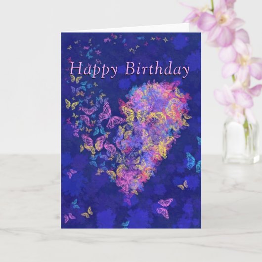 Happy Birthday Card Schmetterlingsherz - Liebe Karte (Orchidee)