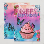Happy Birthday Card (Schmetterlingsthema) Feiertagskarte (Vorne/Hinten)