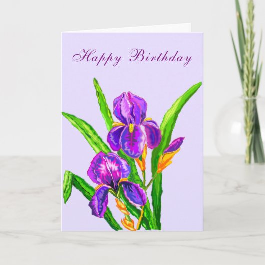 Happy Birthday Card Schöne Iris Blume Karte (Vorderseite)