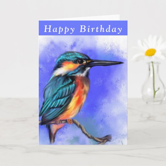 Happy Birthday Card Schöner Kingfisher Bird Karte (Kleine Pflanze)