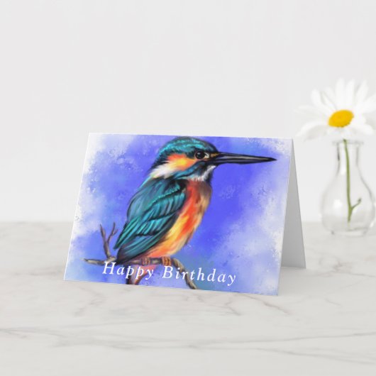 Happy Birthday Card Schöner Kingfisher Bird Karte (Kleine Pflanze)
