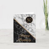Happy Birthday Card Schwarz-weißer Marmor - Ihr Ja Karte (Vorderseite)