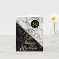 Happy Birthday Card Schwarz-weißer Marmor - Ihr Ja