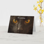 Happy Birthday Card: Schwarze Katze kommt Karte (Gelbe Blume)