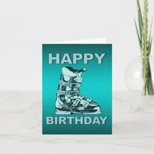 Happy Birthday Card Ski Boot Blue Karte (Vorderseite)