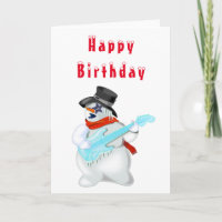 Happy Birthday Card Snowman Rock Gitarre Musik