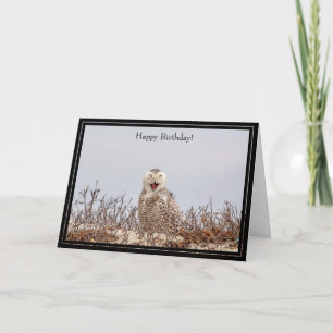 Happy Birthday Card Snowy Owl Karte