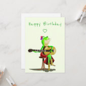 Happy Birthday Card - Spaß - Frosch spielen Gitarr Karte (Vorderseite/Rückseite Beispiel)