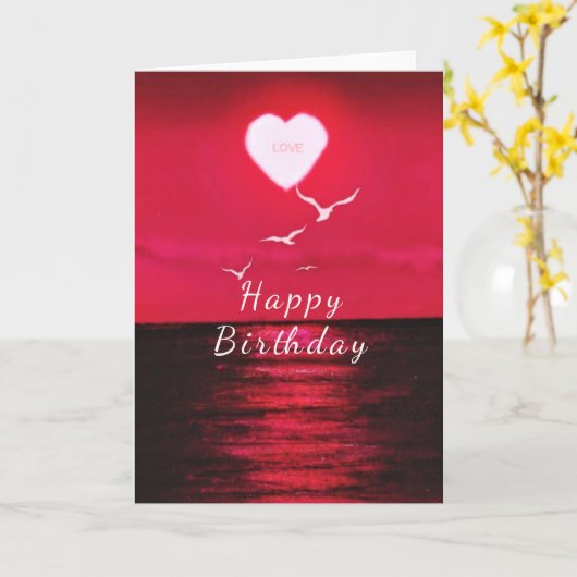 Happy Birthday Card Sunset - Romantisch Karte (Gelbe Blume)