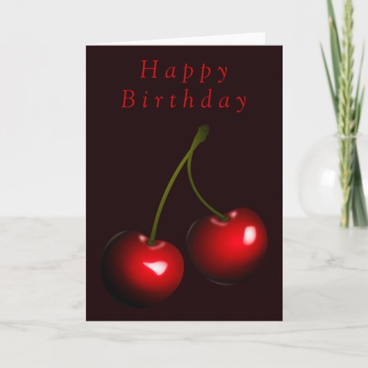 Happy Birthday Card Sweet Cherry - Ihr Textname Karte (Vorderseite)