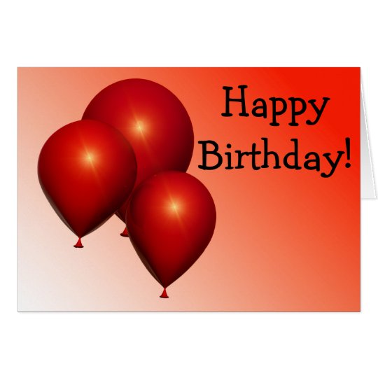 Happy Birthday Card: Three red Balloons Karte