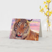 "Happy Birthday" Card, Tiger bei Sunset Foto Karte (Gelbe Blume)