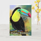Happy Birthday Card Tropical Toco Toucan Bird Karte (Gelbe Blume)