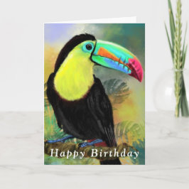 Happy Birthday Card Tropical Toco Toucan Bird Karte